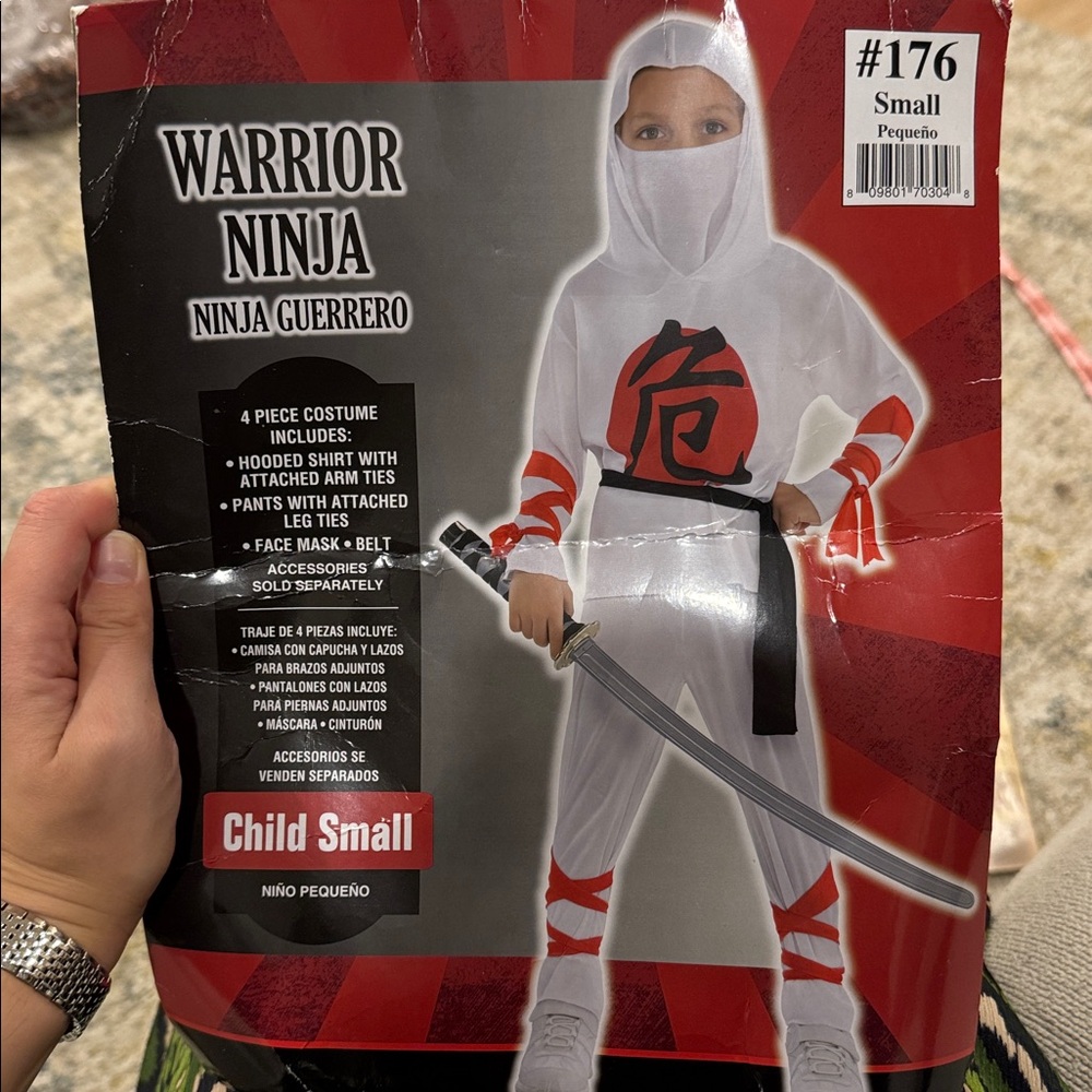 White and Red Ninja Kids Costume